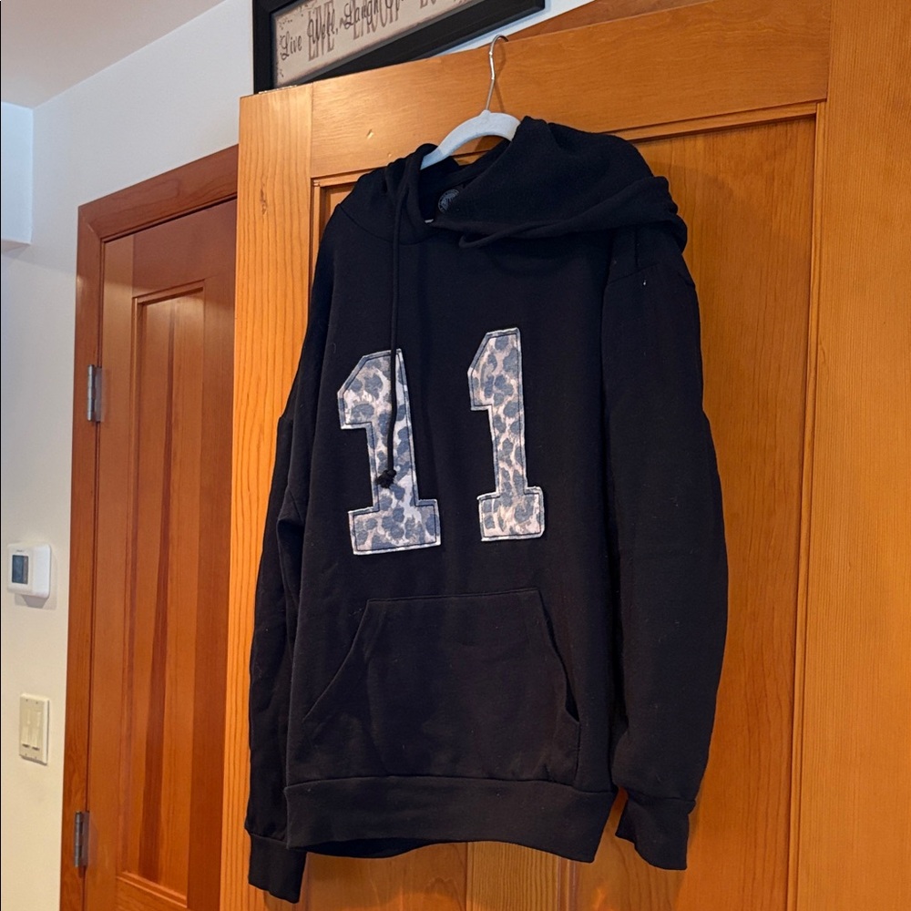 PacSun Black Hoodie with Gray Patterned Numbers